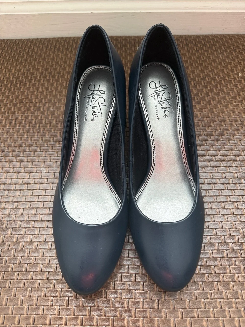 Life Stride Navy Blue Mid Heel Court Shoe